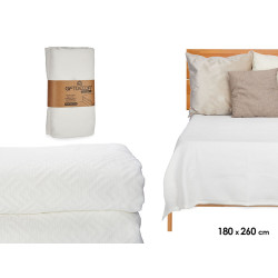 180X260CM WHITE GEOMETRIC PATTERN BEDSPREAD 