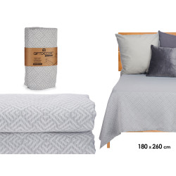 COLCHA CAMA PADRÃO GEOMÉTRICO CINZENTO 180X260CM
