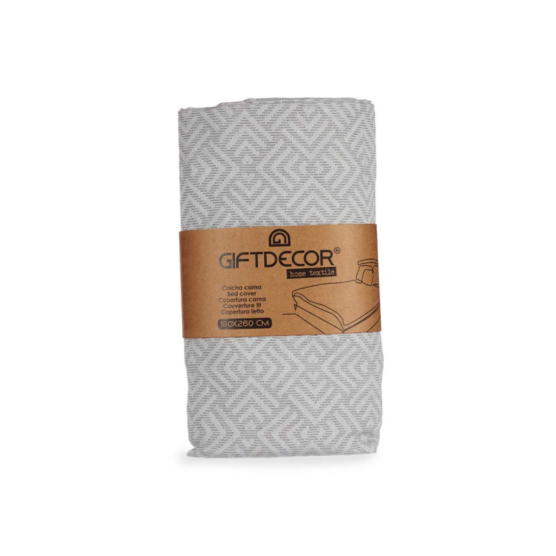 180X260CM GREY GEOMETRIC PATTERN BEDSPREAD 