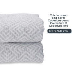 COLCHA CAMA GEOMETRICO GRIS 180X260CM