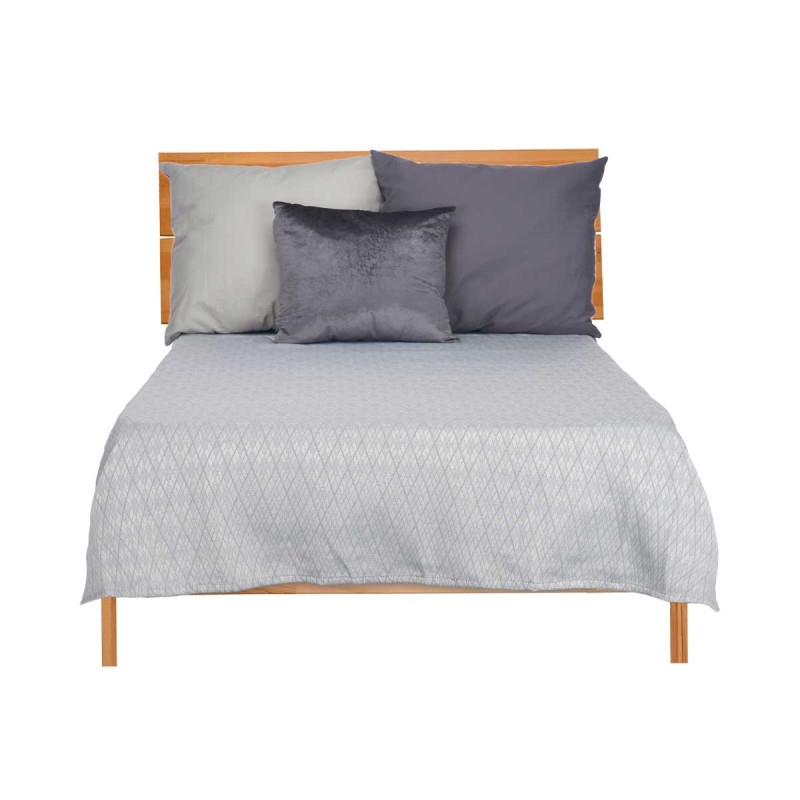 240X260CM GREY RHOMBUS PATTERN BEDSPREAD