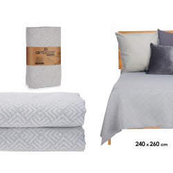 240X260CM GREY GEOMETRIC PATTERN BEDSPREAD 