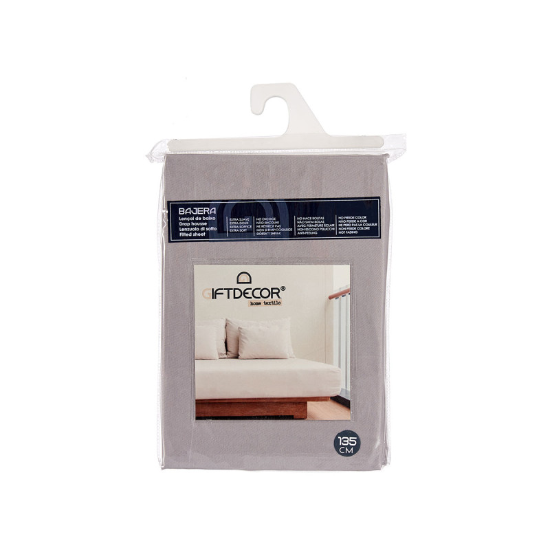 DRAP HOUSSE 135CM COULEUR ANTHRACITE 