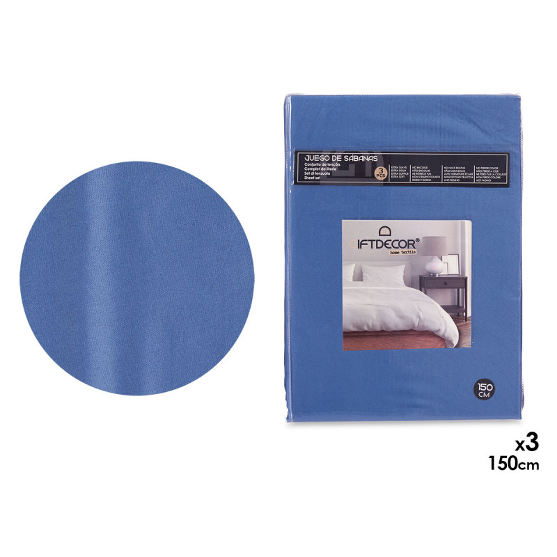 SET 3 SABANAS 150CM COLOR AZUL