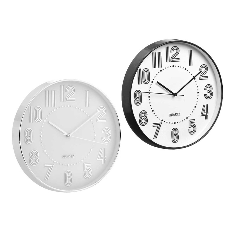 RELOJ REDONDO 30 CM NUMEROS RAYAS SURT 2 
