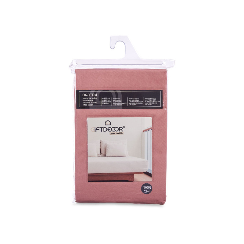 DRAP HOUSSE 135CM COULEUR CORAL 