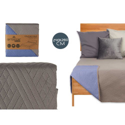 COLCHA CAMA REVERSIBLE 240X260 GRIS OSCURO Y AZUL