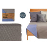 COUVRE LIT LIT 240X260 GRIS FONCE ET BLEU RÉVERSIB