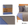 240X260 DARK GREY AND BLUE REVERSIBLE BEDSPREAD