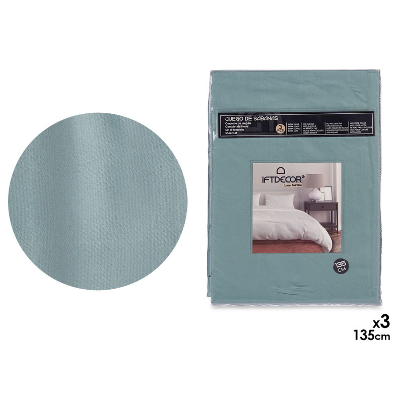 SET 3 SABANAS 135CM COLOR VERDE MENTA