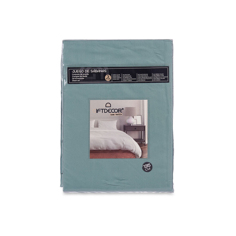 SET 3 SABANAS 135CM COLOR VERDE MENTA
