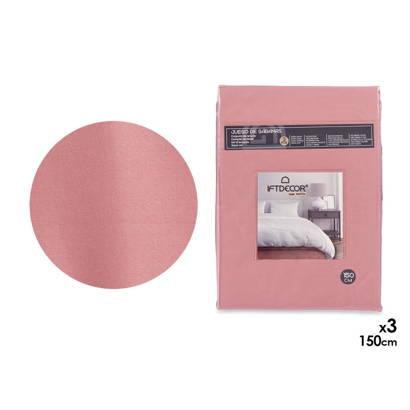 SET 3 DRAPS 150CM COULEUR ROSE