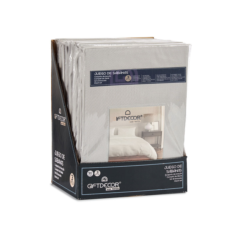 SET 3 LENZUOLA 90CM COLORE GRIGIO 