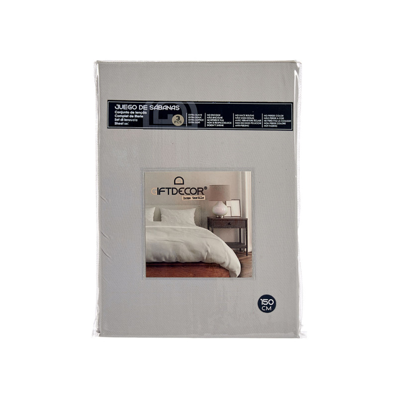 CONJ 3 LENÇOIS 150CM CINZENTO