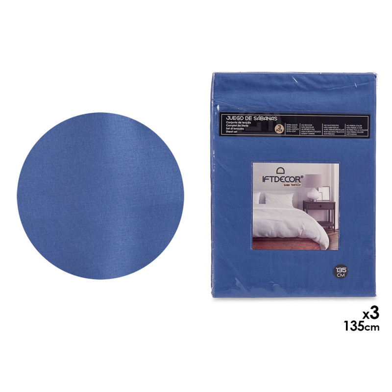 SET 3 SABANAS 135CM COLOR AZUL