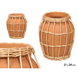 WICKER CLAY INDALO VASE 21X24CM