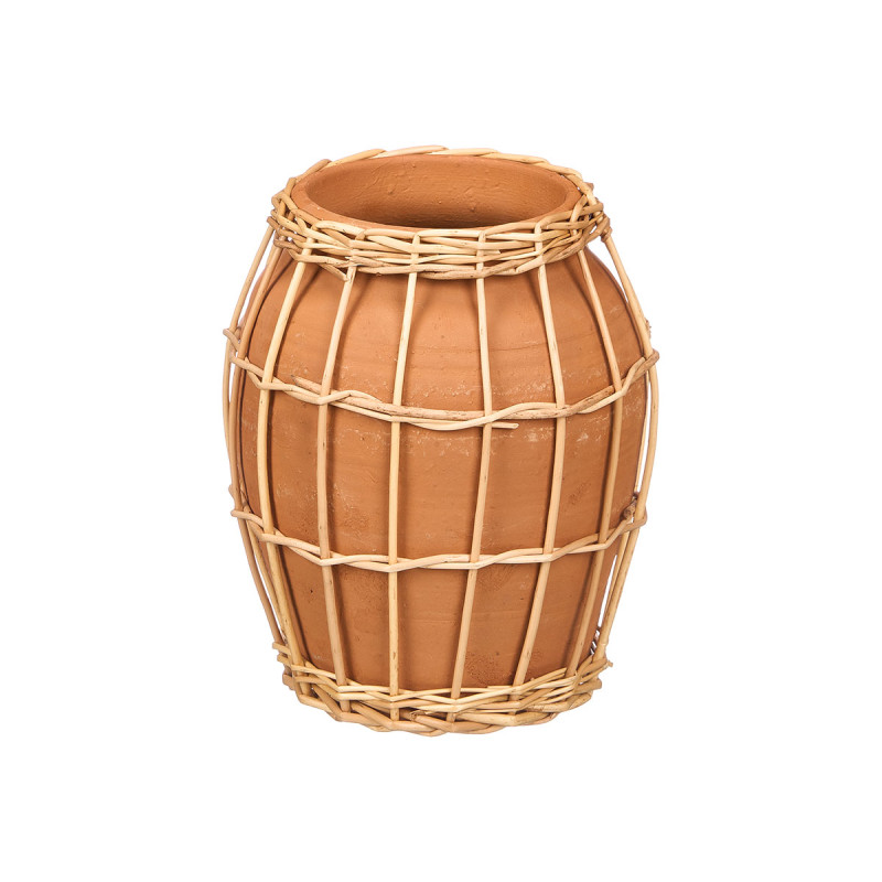 WICKER CLAY INDALO VASE 21X24CM