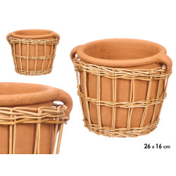 WICKER CLAY INDALO VASE 26X16CM