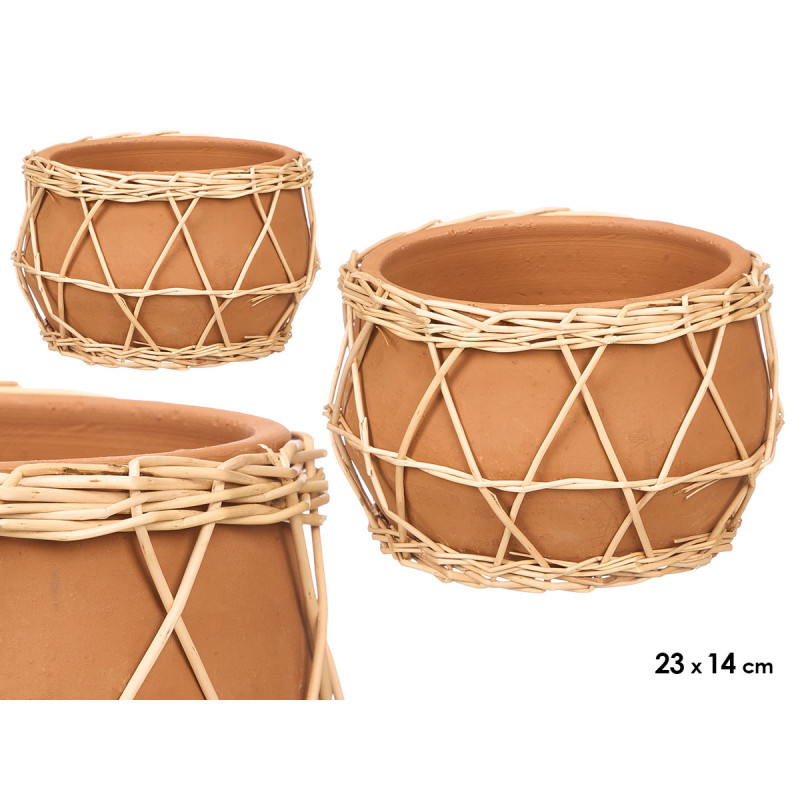 JARRON INDALO BARRO MIMBRE 23X14CM
