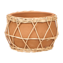 JARRON INDALO BARRO MIMBRE 23X14CM