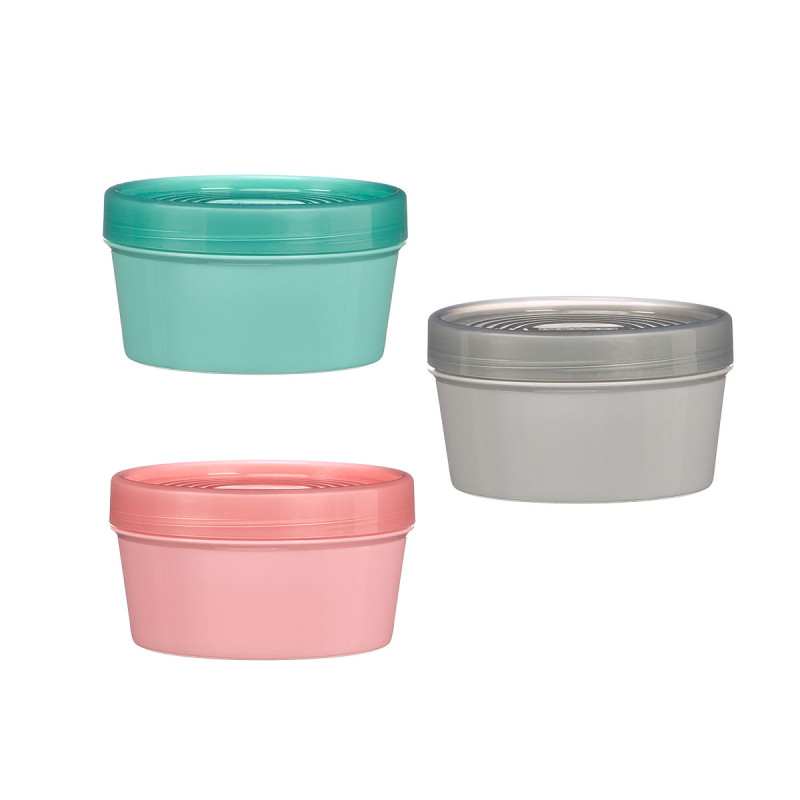 BARATTOLO PLASTICO ROTONDO ASSORT 3 COL COPERCHIO