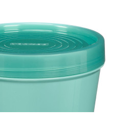 POT PLASTIQUE ROND ASSORTI 3 COUL COUVERCLE TRANSP