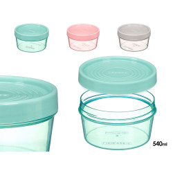 POT PLASTIQUE ROND COUV ASSORT 3 COUL TRANSP 12DIA