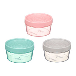 BARATTOLO PLASTICO ROTONDO COPERCHIO ASSORT 3 COL
