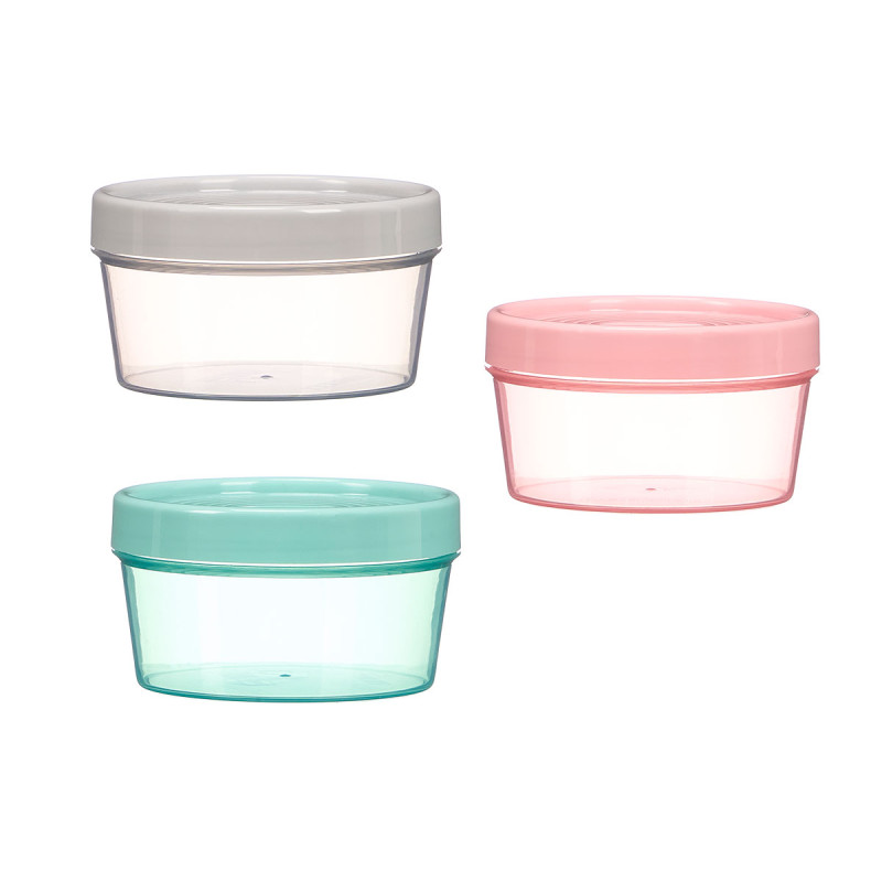 POT PLASTIQUE ROND COUV ASSORT 3 COUL TRANSP 12DIA