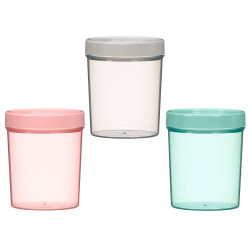 BARATTOLO PLASTICA ALTO COPERCHIO MISTO 3 COL TRAS