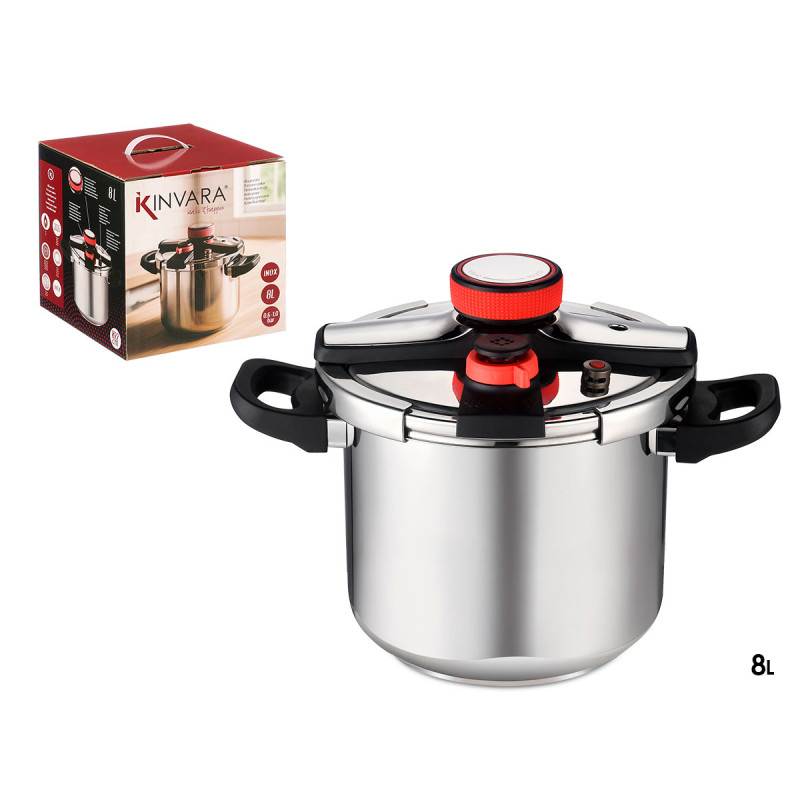 PANELA DE PRESSÃO DE 8L COM RODA DE SILICONE