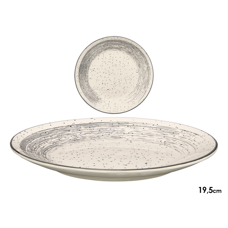 PLATO POSTRE PATINADO GRIS 19,5CM