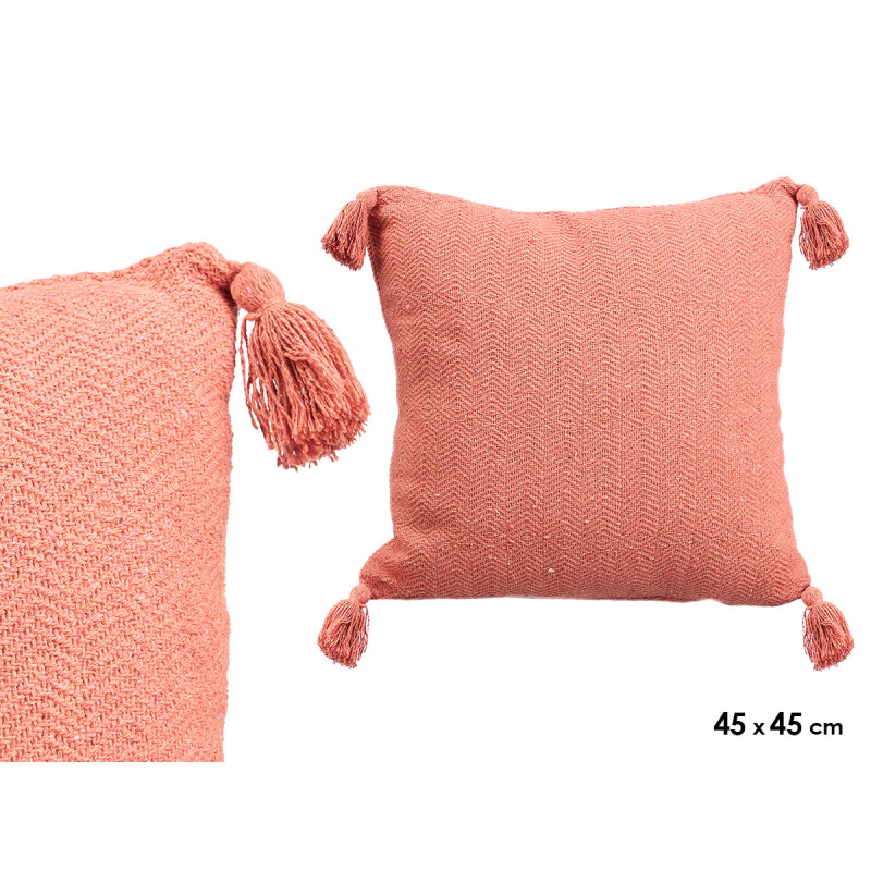 COUSSIN POMPON BRIQUE 45X45CM
