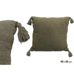 ALMOFADA POMPOM VERDE 45X45CM