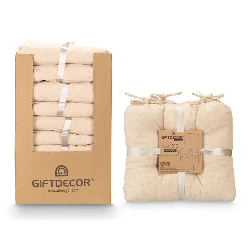 SET 2 CHAIR PILLOWS BEIGE 40X40CM 