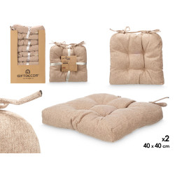 SET 2 COUSSINS DE CHAISE BRUN 40X40CM