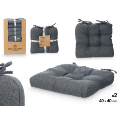 SET 2 COUSSINS DE CHAISE GRIS FONCÉ 40X40CM