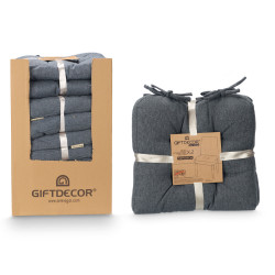 SET 2 CHAIR PILLOWS DARK GRAY 40X40CM 