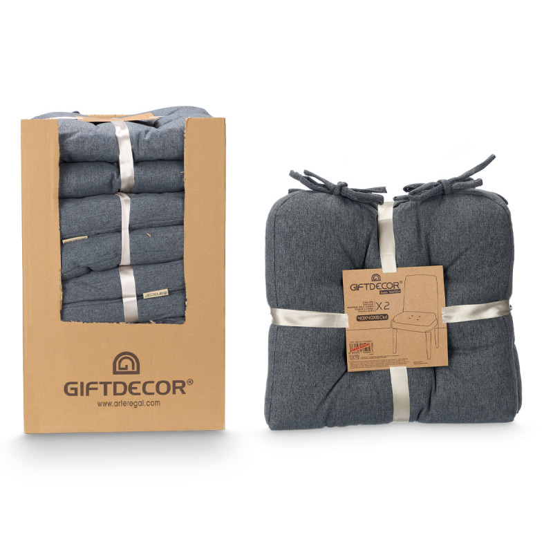 SET 2 COUSSINS DE CHAISE GRIS FONCÉ 40X40CM