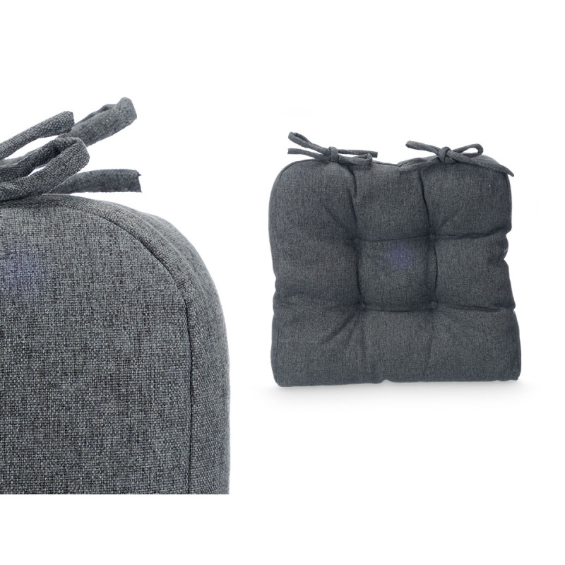 SET 2 COUSSINS DE CHAISE GRIS FONCÉ 40X40CM