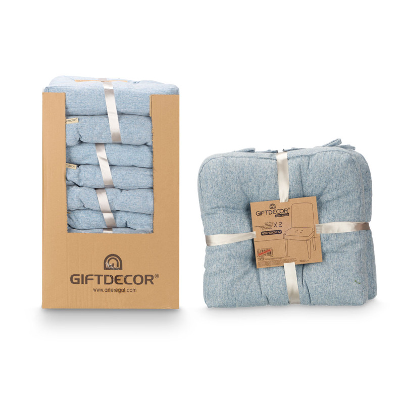 SET 2 COUSSINS DE CHAISE BLEU 40X40CM