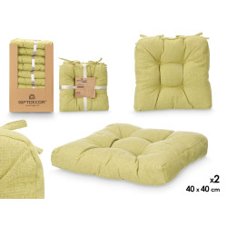 SET 2 CHAIR PILLOWS GREEN 40X40CM 