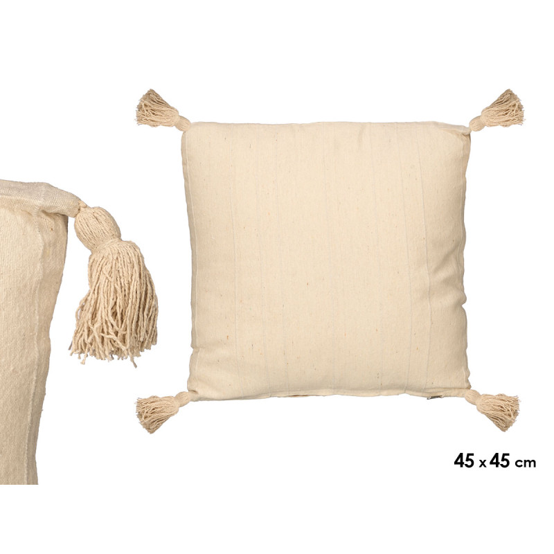 COUSSIN EVER RAYURES BEIGE 45X45CM