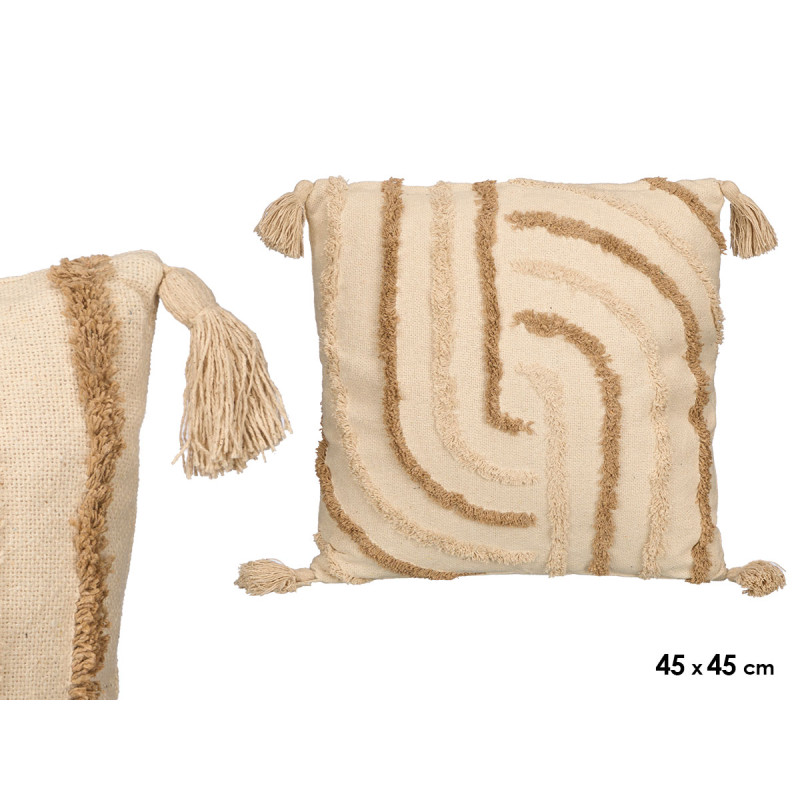 CUSCINO RICAMATO IRIS MARRONE 45X45CM