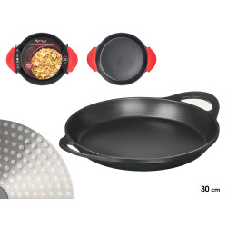 POÊLE À PAELLA EN ALUMINIUM 30 CM NOIRE POIGNÉES