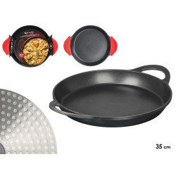 35 cm black aluminum paella pan with handles