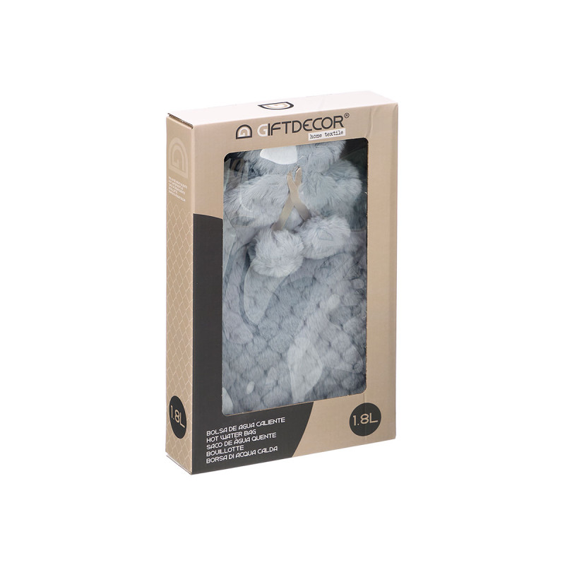BOUILLOTTE À EAU 1.8L GRIS HOUSSE À POILS