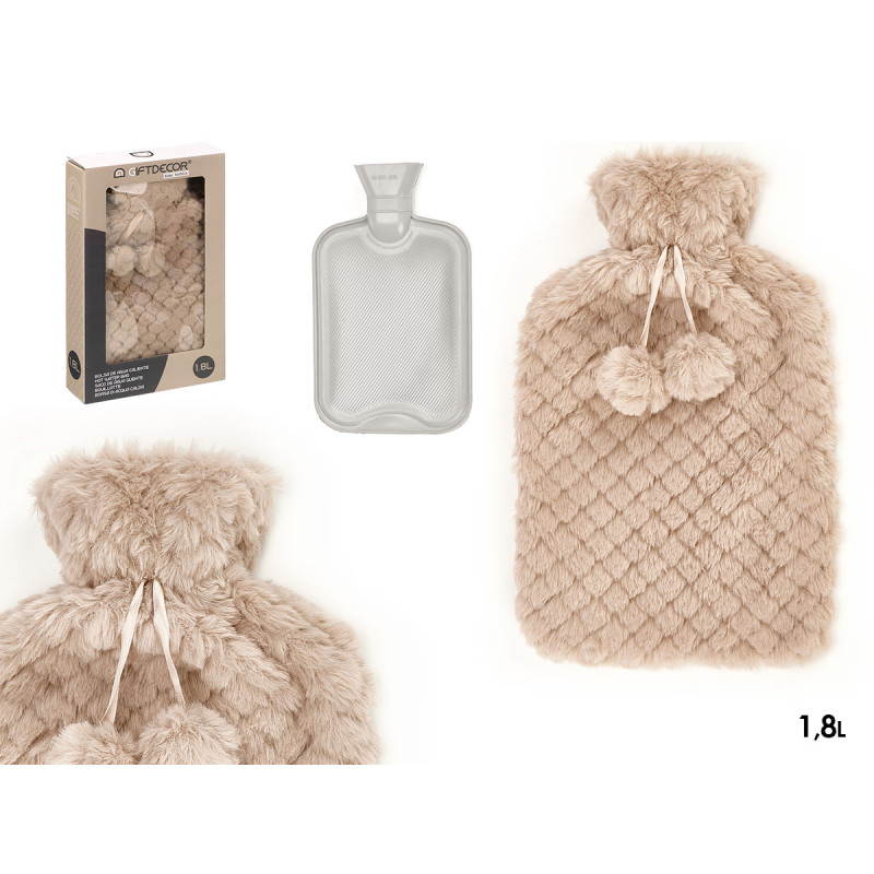 BOUILLOTTE À EAU 1.8L BEIGE HOUSSE À POILS