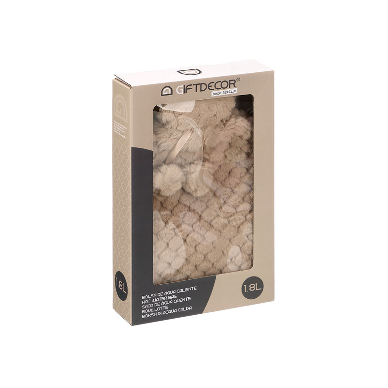 HOT WATER BAG 1.8L BEIGE PILE COVER