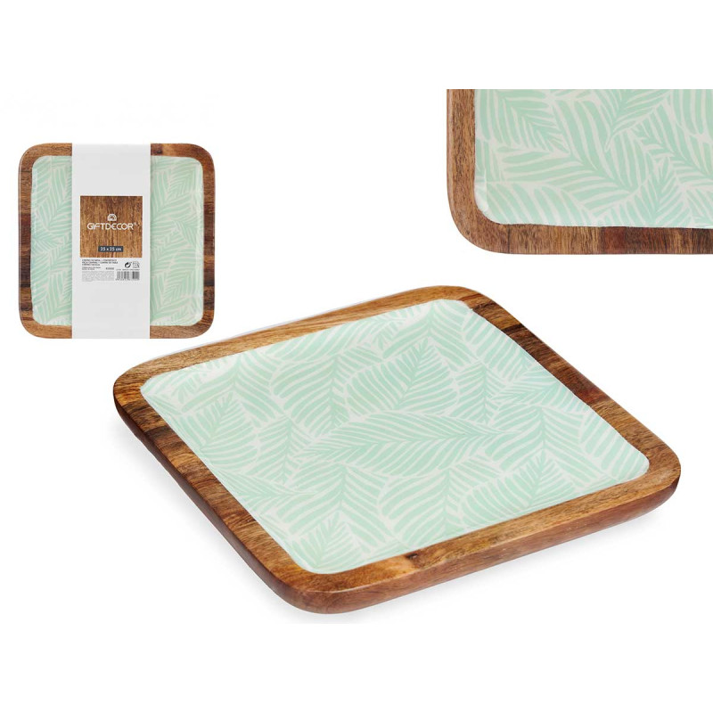 CENTRE DE TABLE CARRE 25X25 FEUILLES 